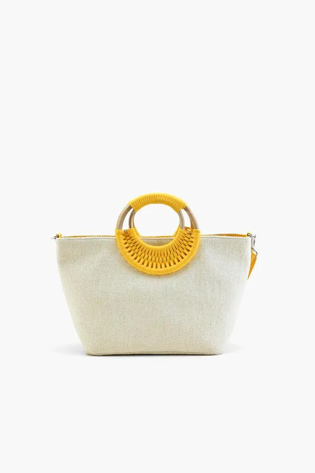America and Beyond Shoulder Bags Women Make Lemonade Tote With Wicker Handle
