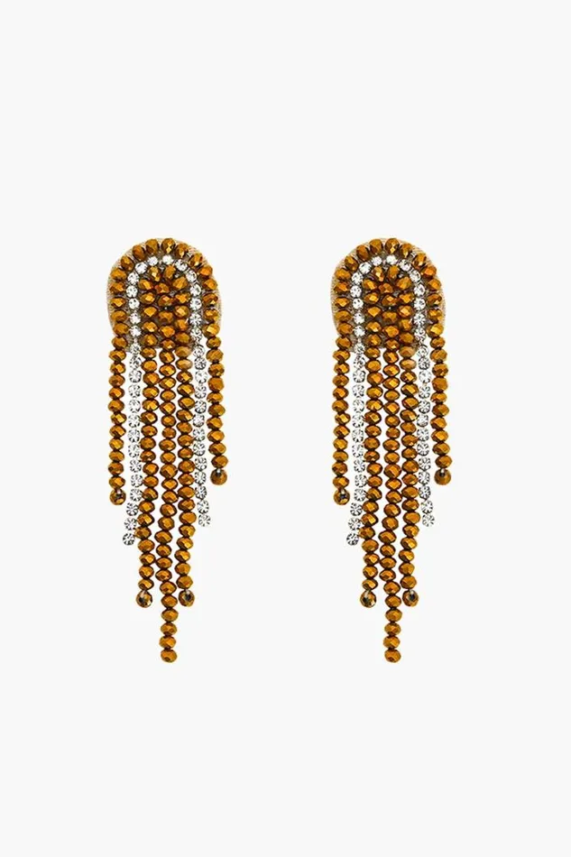 America and Beyond Small Accessories Women Golden Cascade Beaded Earrings
