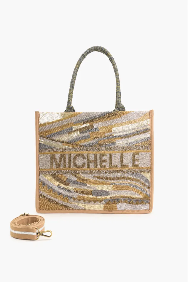 America and Beyond Totes Women Personalize Golden Layers Tote