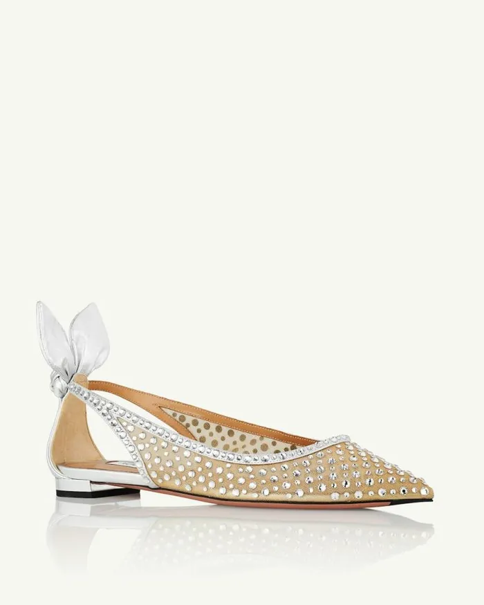 Aquazzura Flats Bow Tie Crystal Tulle Flat 8211 Women