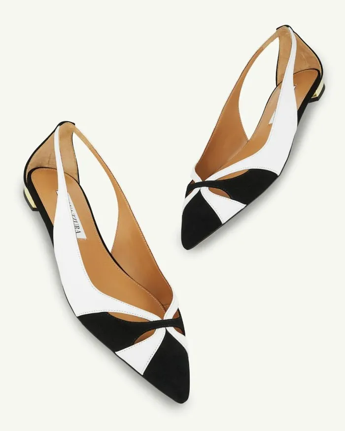 Aquazzura Flats Moves Ballet Blackwhite 8211 Women Aquazzura Flats Moves Ballet Blackwhite 8211 Women