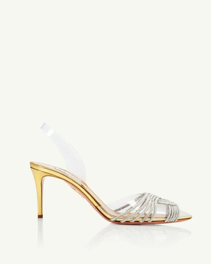 Aquazzura Pumps Gatsby Plexi Sling 75 Gold 8211 Women Aquazzura Pumps Gatsby Plexi Sling 75 Gold 8211 Women
