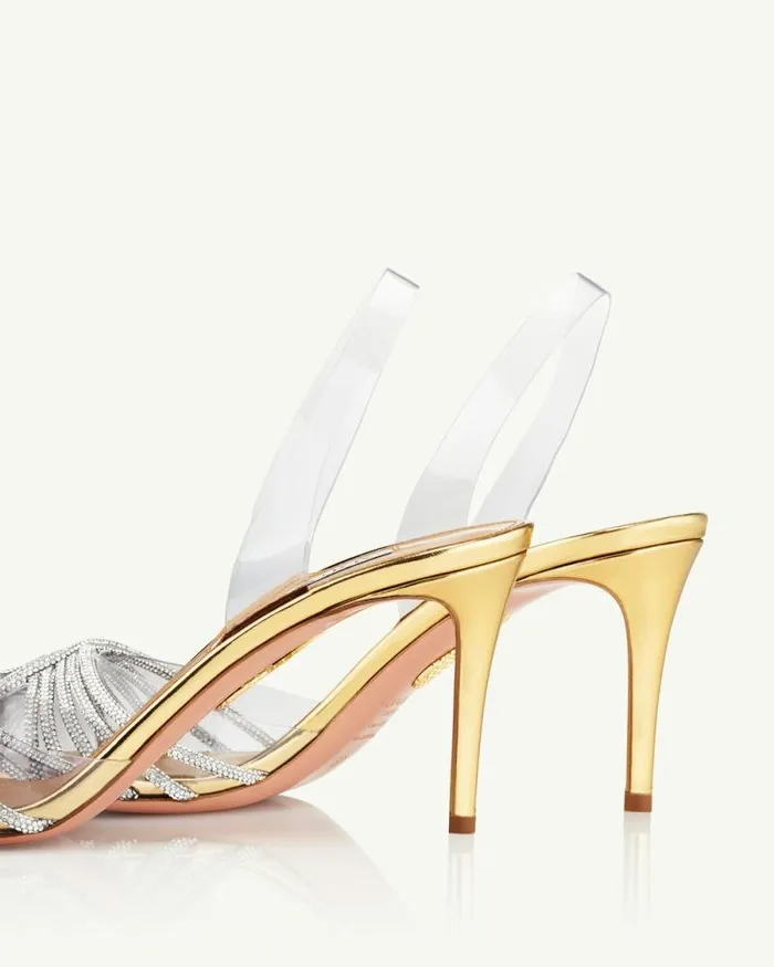 Aquazzura Pumps Gatsby Plexi Sling 75 Gold 8211 Women Aquazzura Pumps Gatsby Plexi Sling 75 Gold 8211 Women