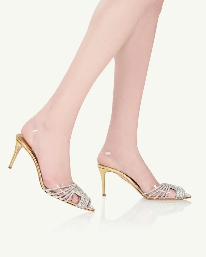 Aquazzura Pumps Gatsby Plexi Sling 75 Gold 8211 Women Aquazzura Pumps Gatsby Plexi Sling 75 Gold 8211 Women