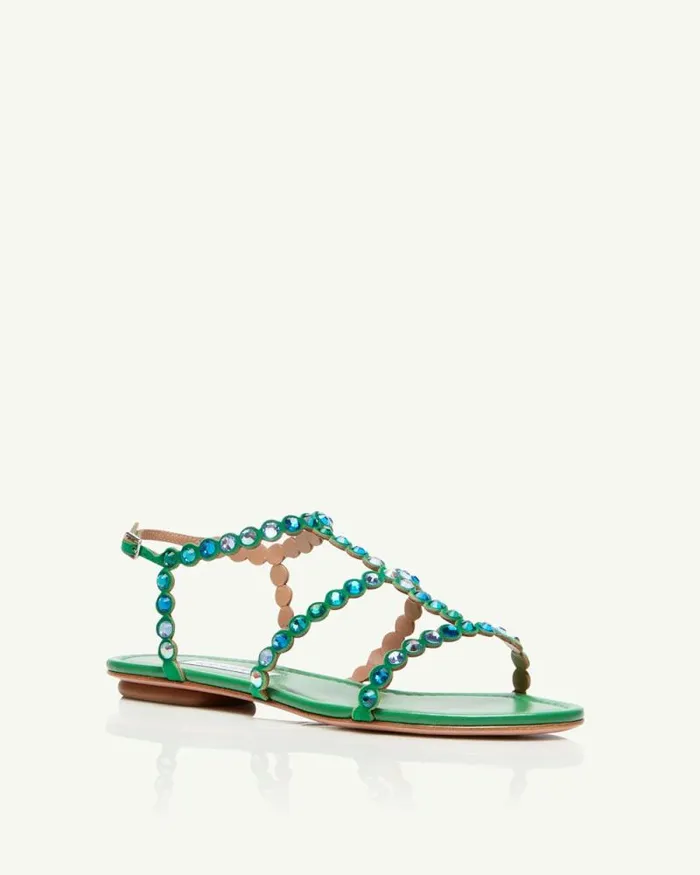 Aquazzura Sandals Tequila Sandal Flat Green 8211 Women