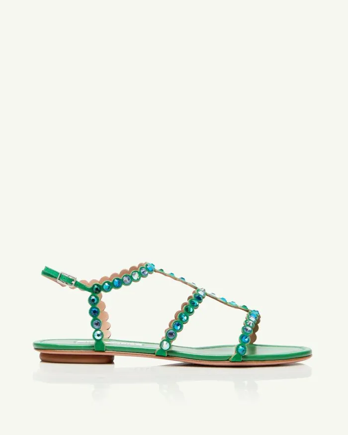 Aquazzura Sandals Tequila Sandal Flat Green 8211 Women Aquazzura Sandals Tequila Sandal Flat Green 8211 Women