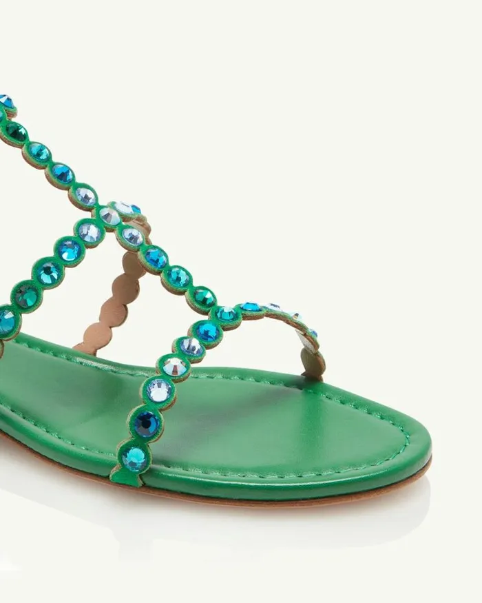 Aquazzura Sandals Tequila Sandal Flat Green 8211 Women Aquazzura Sandals Tequila Sandal Flat Green 8211 Women