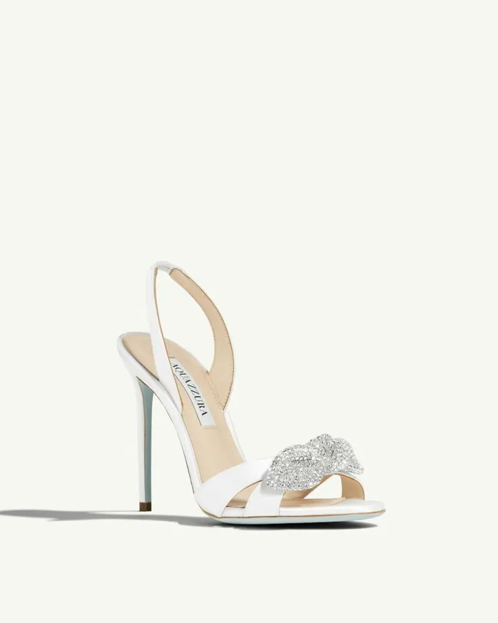 Aquazzura Sandals Very Bow Tie Crystal Sandal 105 White 8211 Women