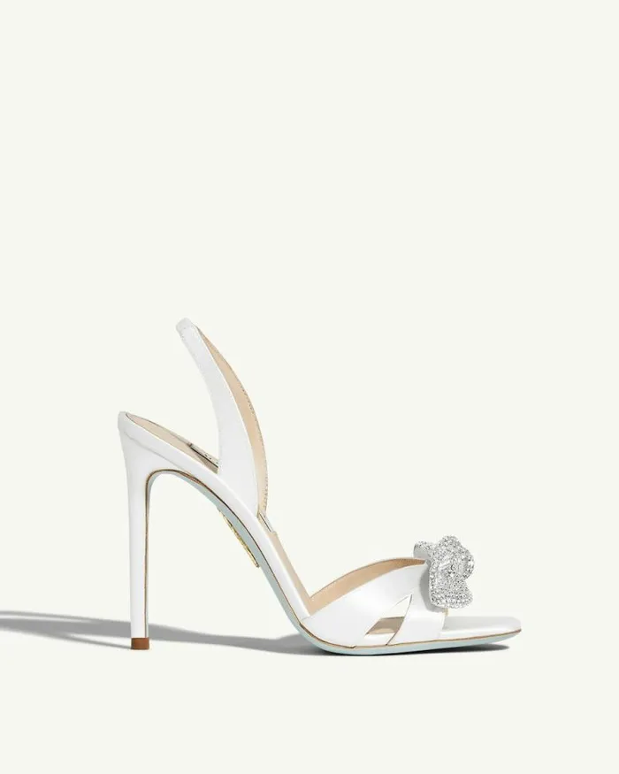 Aquazzura Sandals Very Bow Tie Crystal Sandal 105 White 8211 Women Aquazzura Sandals Very Bow Tie Crystal Sandal 105 White 8211 Women
