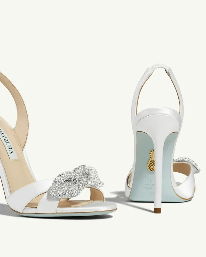 Aquazzura Sandals Very Bow Tie Crystal Sandal 105 White 8211 Women Aquazzura Sandals Very Bow Tie Crystal Sandal 105 White 8211 Women