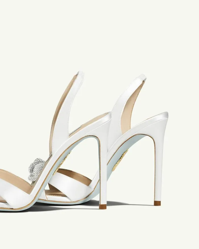 Aquazzura Sandals Very Bow Tie Crystal Sandal 105 White 8211 Women Aquazzura Sandals Very Bow Tie Crystal Sandal 105 White 8211 Women