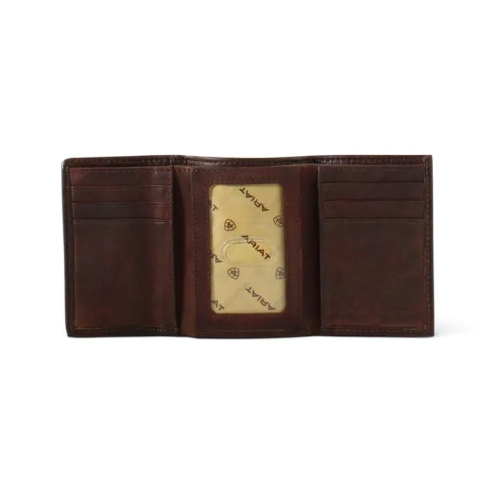 Ariat Bags and Wallets Men Rug Floral Embossed Trifold Wallet Brown Ariat Bags and Wallets Men Rug Floral Embossed Trifold Wallet Brown