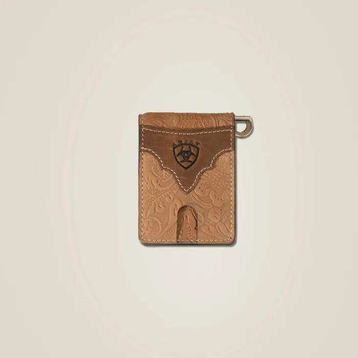 Ariat Bags and Wallets Men Tooled Leather Clip Wallet Brown