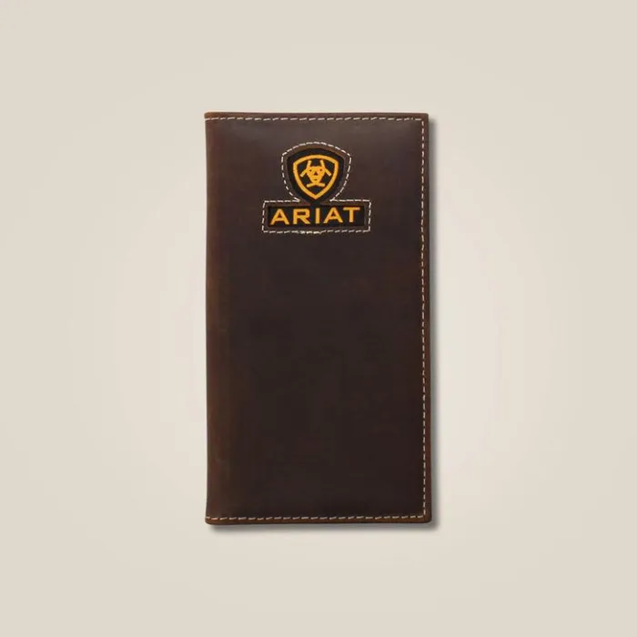 Ariat Bags and Wallets Men Yellow Logo Rodeo Wallet Brown