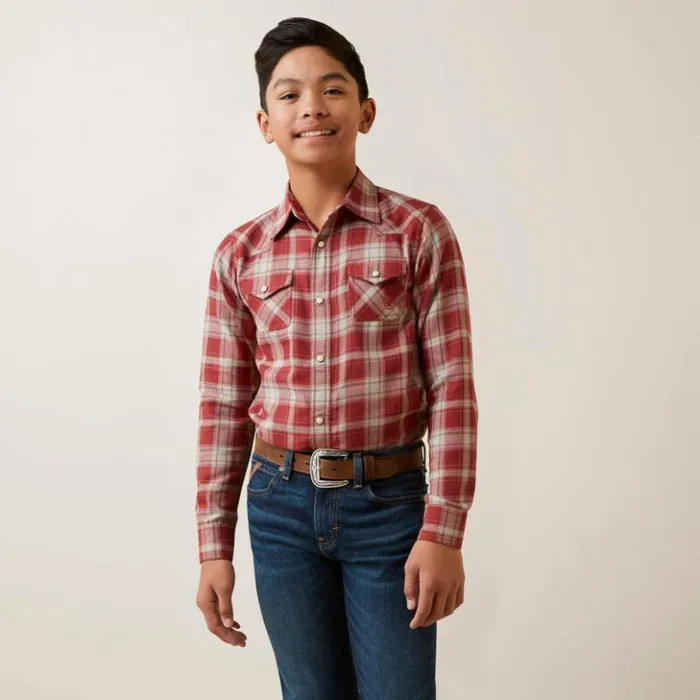 Ariat Button Down Shirts Kids Holton Retro Fit Shirt Rosewood