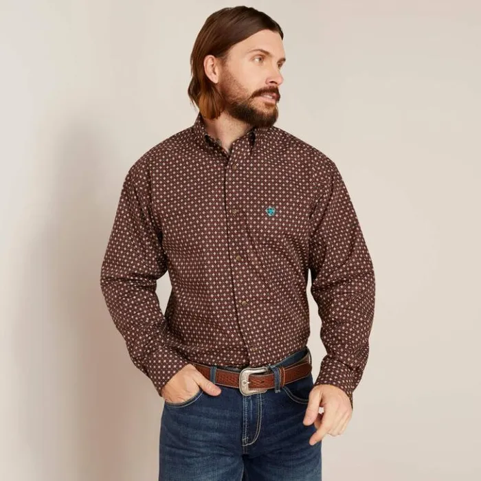 Ariat Button Down Shirts Men Barrett Classic Fit Shirt Bitter Chocolate