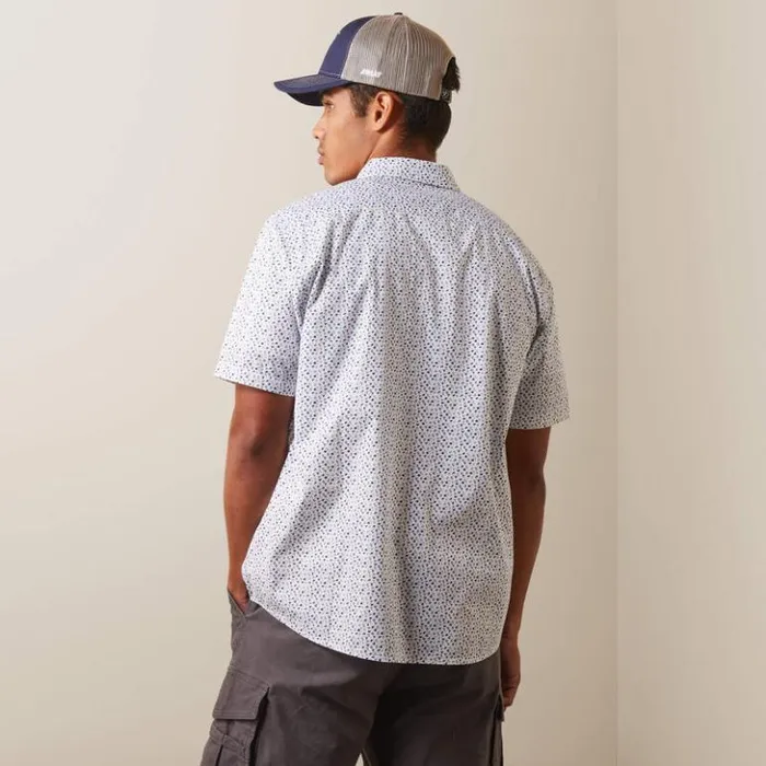 Ariat Button Down Shirts Men Floral Escape Stretch Modern Fit Shirt White