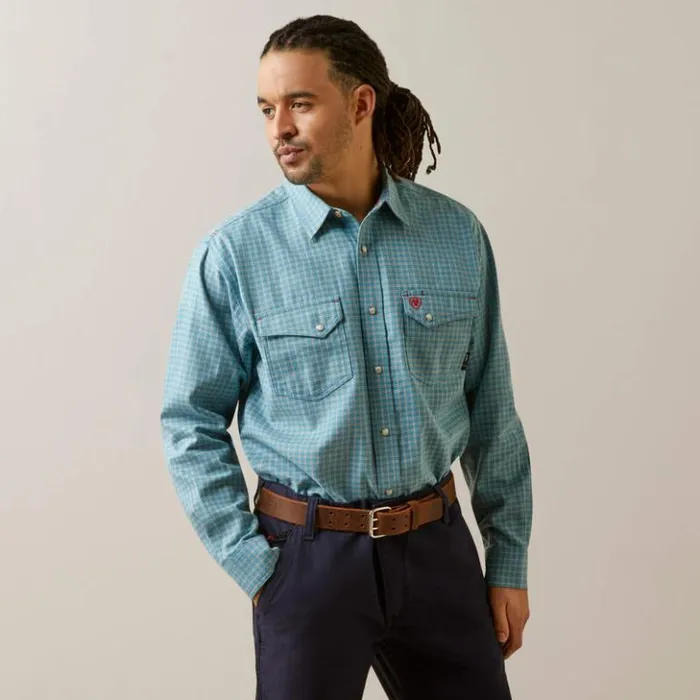 Ariat Button Down Shirts Men FR Edwards Snap Work Shirt Storm Blue