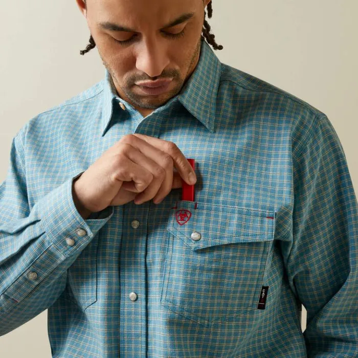 Ariat Button Down Shirts Men FR Edwards Snap Work Shirt Storm Blue Ariat Button Down Shirts Men FR Edwards Snap Work Shirt Storm Blue