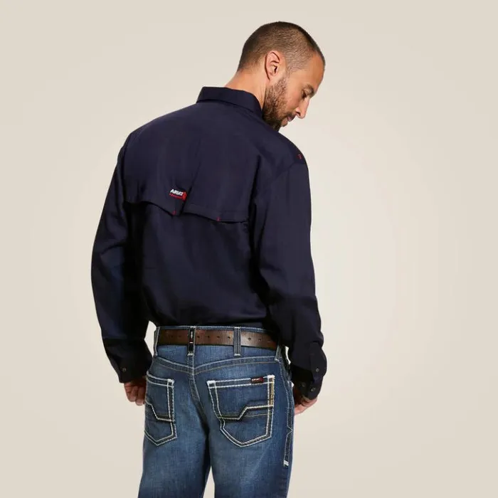 Ariat Button Down Shirts Men FR Solid Vent Work Shirt Navy Ariat Button Down Shirts Men FR Solid Vent Work Shirt Navy