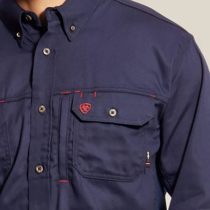 Ariat Button Down Shirts Men FR Solid Vent Work Shirt Navy Ariat Button Down Shirts Men FR Solid Vent Work Shirt Navy