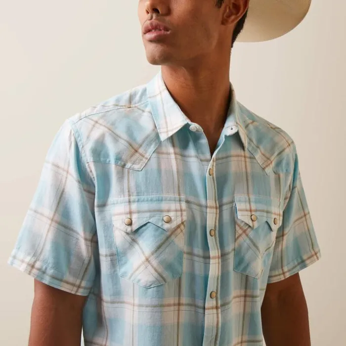 Ariat Button Down Shirts Men Halbertson Retro Fit Shirt Aquatic Ariat Button Down Shirts Men Halbertson Retro Fit Shirt Aquatic