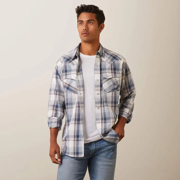 Ariat Button Down Shirts Men Haston Retro Fit Shirt White Asparagus