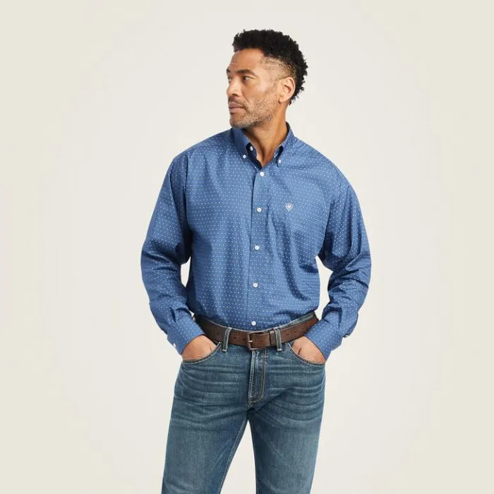 Ariat Button Down Shirts Men Wrinkle Free Eaden Classic Fit Shirt True Navy