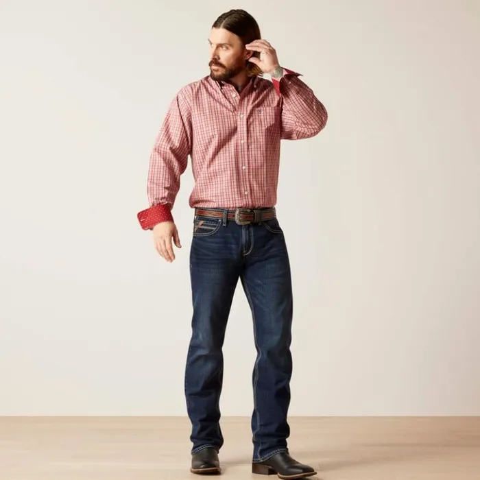 Ariat Button Down Shirts Men Wrinkle Free Kairo Classic Fit Shirt Biking Red Ariat Button Down Shirts Men Wrinkle Free Kairo Classic Fit Shirt Biking Red