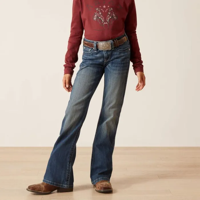 Ariat Denim Kids REAL Clover Boot Cut Chill Blue