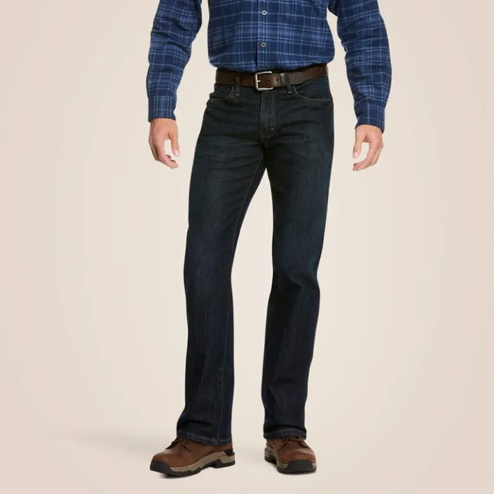 Ariat Denim Men Rebar M4 Relaxed DuraStretch Basic Stackable Straight Leg Jean Blackstone