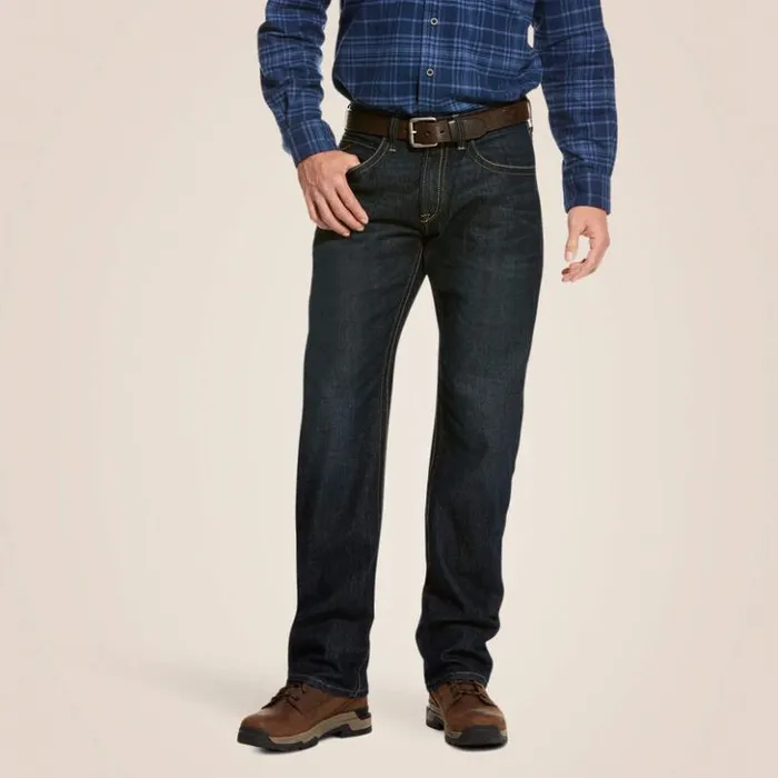 Ariat Denim Men Rebar M5 Straight DuraStretch Edge Stackable Straight Leg Jean Cobalt