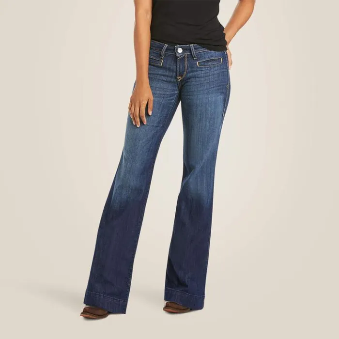 Ariat Denim Women Trouser Mid Rise Stretch Lucy Wide Leg Jean Pacific