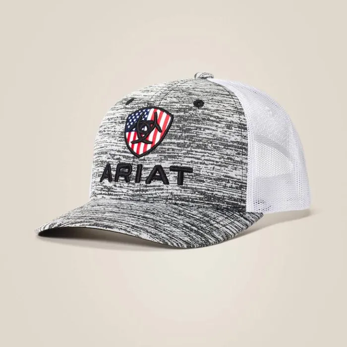 Ariat Hats and Caps Kids Flag Shield Mesh Snap Back Cap Grey