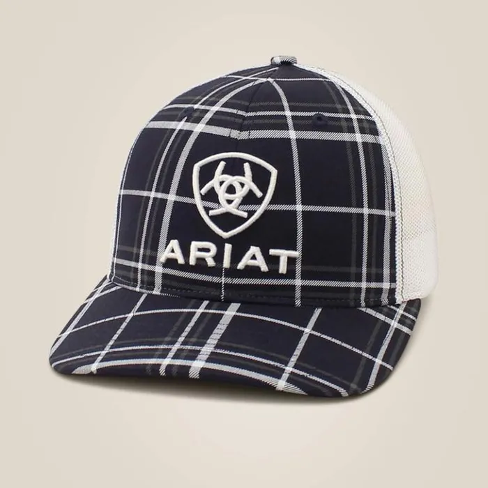 Ariat Hats and Caps Men Stacked Logo Cap Black Plaid
