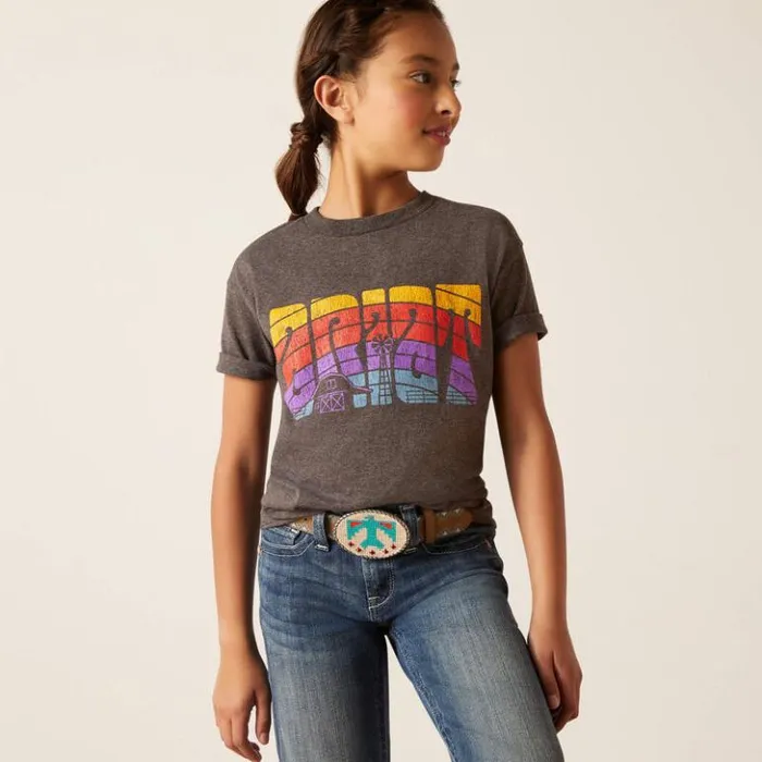 Ariat TShirts and Polos Kids Ariat Groovy Sunset TShirt Charcoal Heather