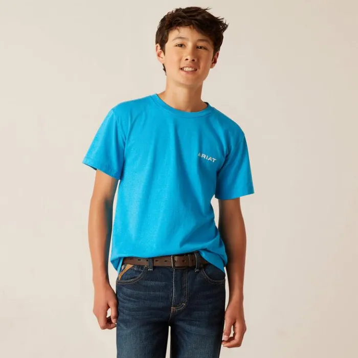 Ariat TShirts and Polos Kids Ariat Western Wire TShirt Turquoise Heather