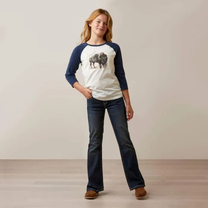 Ariat TShirts and Polos Kids Painted Buffalo Tee Coconut Milknavy Eclipse Ariat TShirts and Polos Kids Painted Buffalo Tee Coconut Milknavy Eclipse