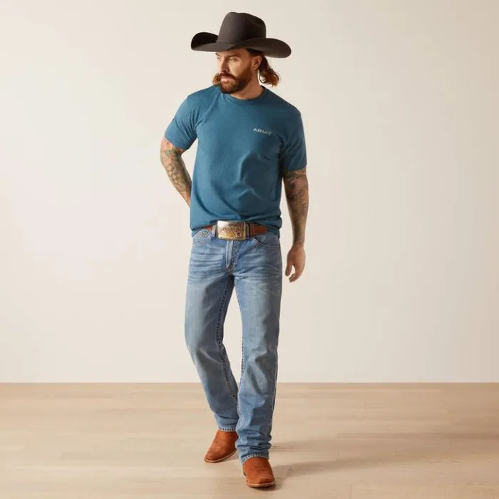 Ariat TShirts and Polos Men Ariat Western Wire TShirt Steel Blue Heather Ariat TShirts and Polos Men Ariat Western Wire TShirt Steel Blue Heather