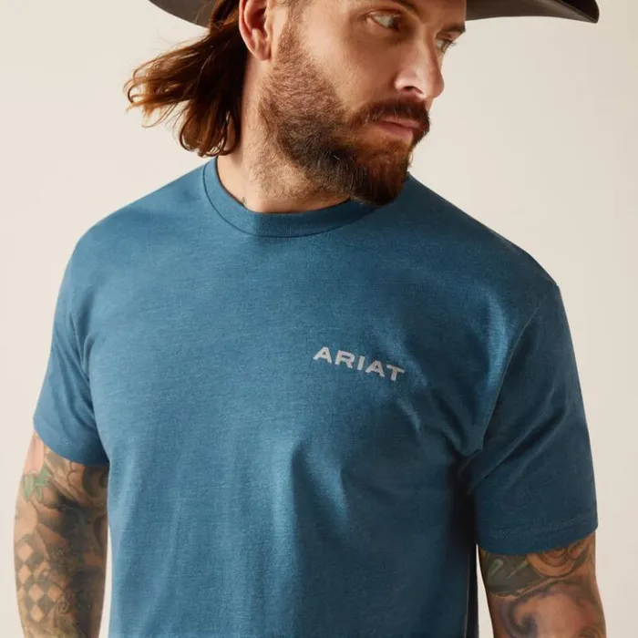 Ariat TShirts and Polos Men Ariat Western Wire TShirt Steel Blue Heather Ariat TShirts and Polos Men Ariat Western Wire TShirt Steel Blue Heather