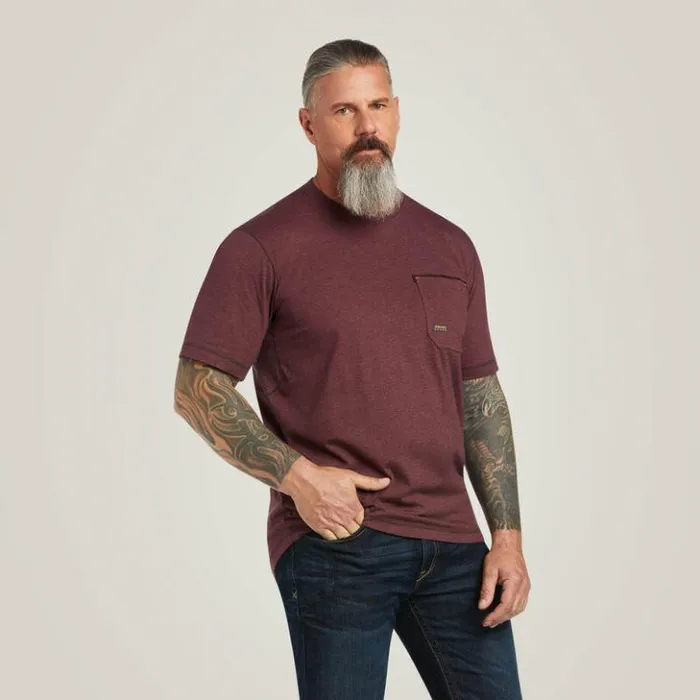 Ariat TShirts and Polos Men Rebar Workman Logo TShirt Malbec Heather Ariat TShirts and Polos Men Rebar Workman Logo TShirt Malbec Heather