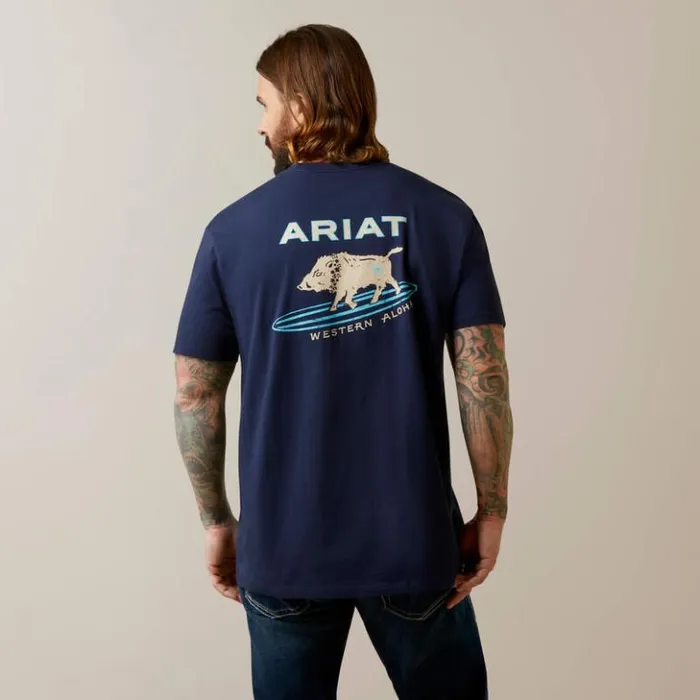 Ariat TShirts and Polos Men Surf Boar Western Aloha TShirt Navy