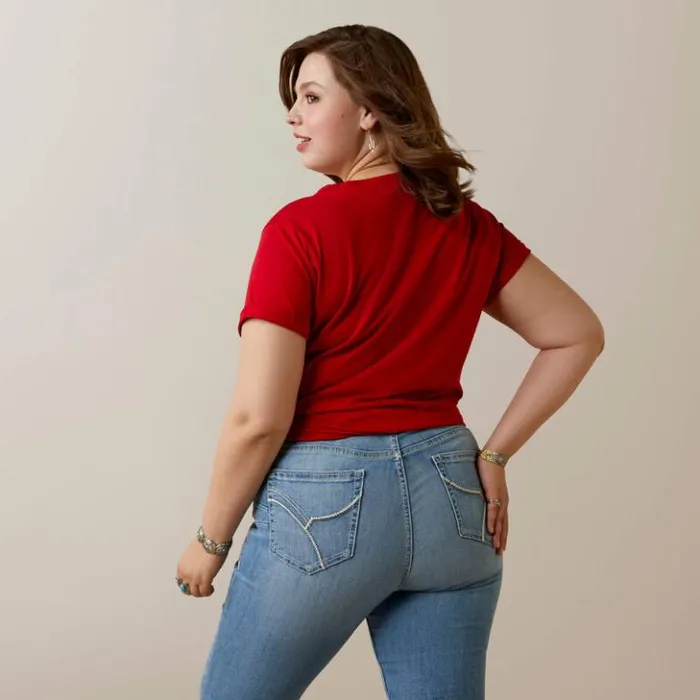 Ariat TShirts and Tops Women Flower Cow TShirt Equestrian Red Ariat TShirts and Tops Women Flower Cow TShirt Equestrian Red