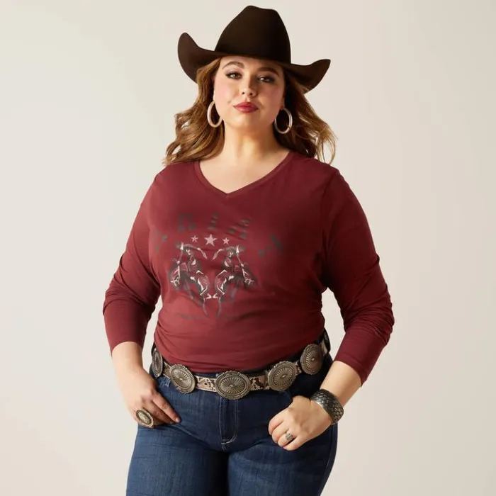 Ariat TShirts and Tops Women Rodeo TShirt Oxblood Red Ariat TShirts and Tops Women Rodeo TShirt Oxblood Red