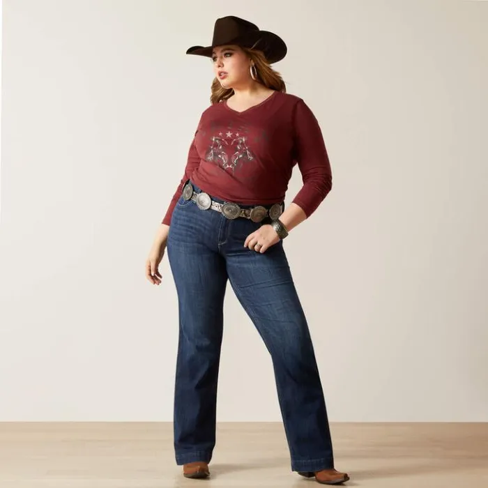 Ariat TShirts and Tops Women Rodeo TShirt Oxblood Red Ariat TShirts and Tops Women Rodeo TShirt Oxblood Red
