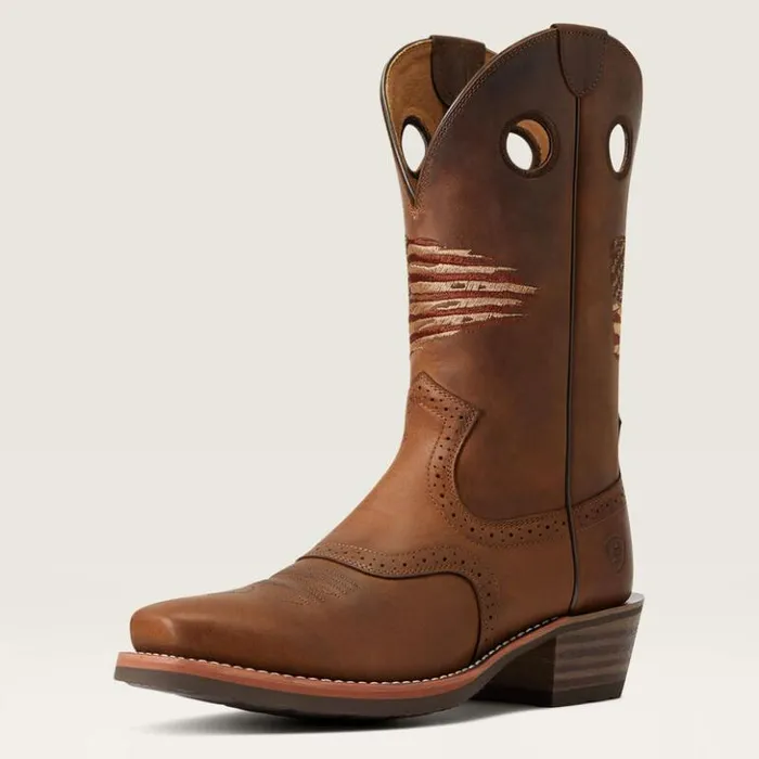 Ariat Western Boots Men Roughstock Patriot Western Boot Distressed Brown