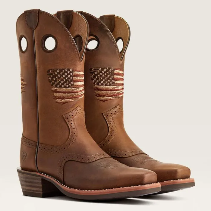 Ariat Western Boots Men Roughstock Patriot Western Boot Distressed Brown Ariat Western Boots Men Roughstock Patriot Western Boot Distressed Brown