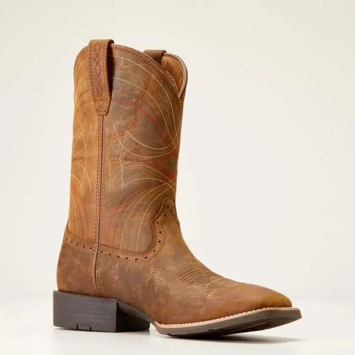 Ariat Western Boots Men Sport Wide Square Toe Cowboy Boot Distressed Brown Ariat Western Boots Men Sport Wide Square Toe Cowboy Boot Distressed Brown