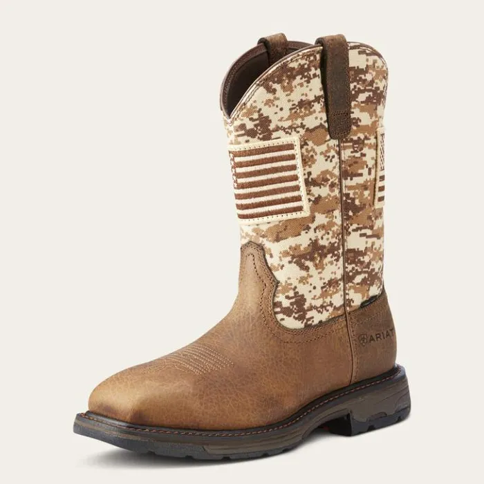 Ariat Western Boots Men WorkHog Patriot Steel Toe Work Boot Earth Sand Camo