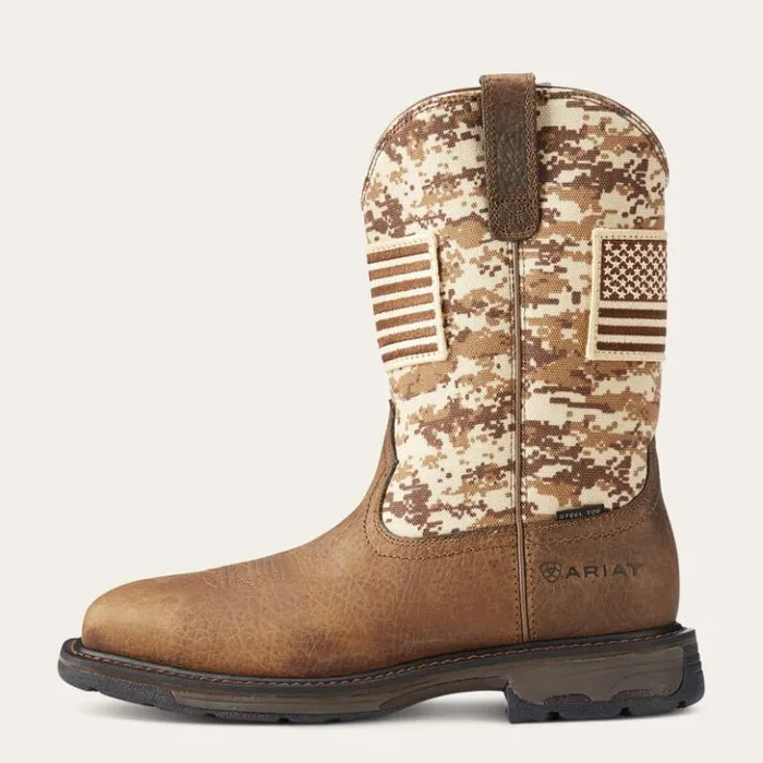 Ariat Western Boots Men WorkHog Patriot Steel Toe Work Boot Earth Sand Camo Ariat Western Boots Men WorkHog Patriot Steel Toe Work Boot Earth Sand Camo
